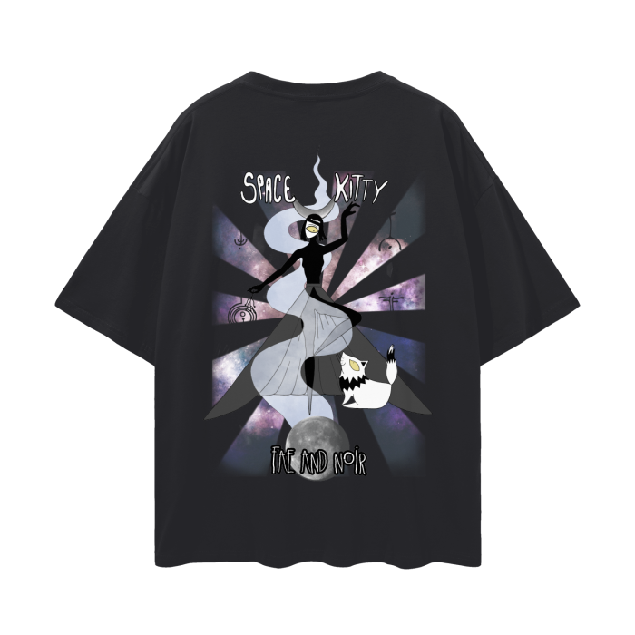 Space Kitty Oversize Deep Drop Shoulder Tee