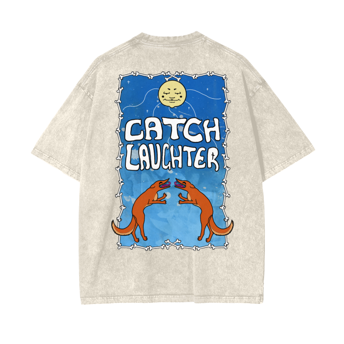 Catch Laughter Acid Wash Oversize T-Shirt