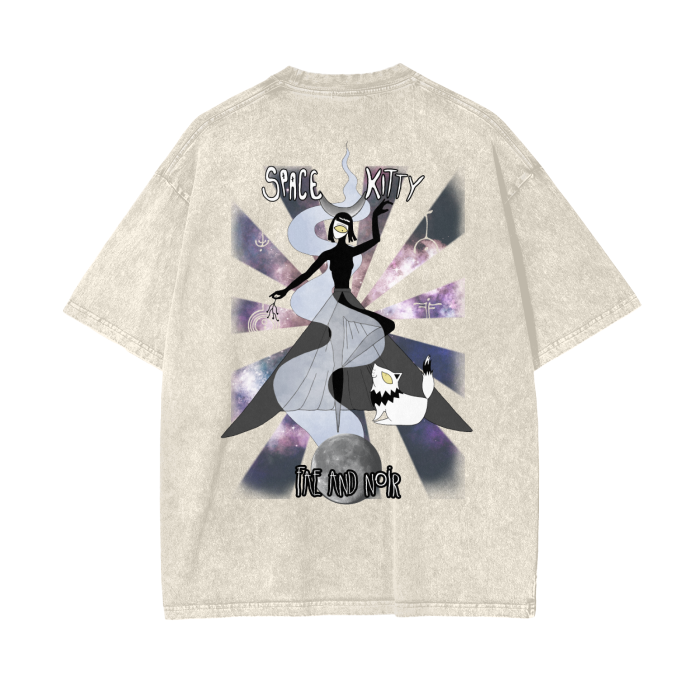 Space Kitty Acid Wash Oversize T-Shirt