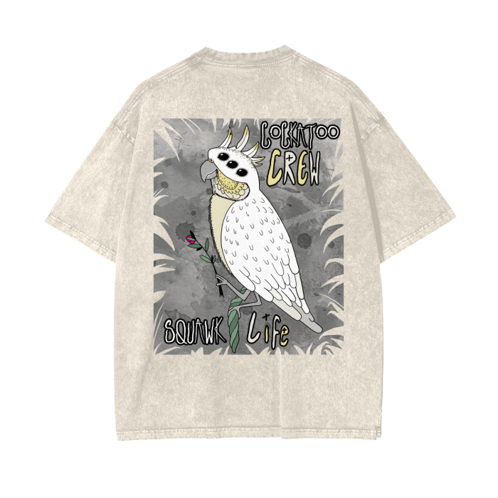 Cockatoo Crew Acid Wash Oversize T-Shirt