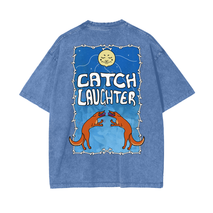 Catch Laughter Acid Wash Oversize T-Shirt