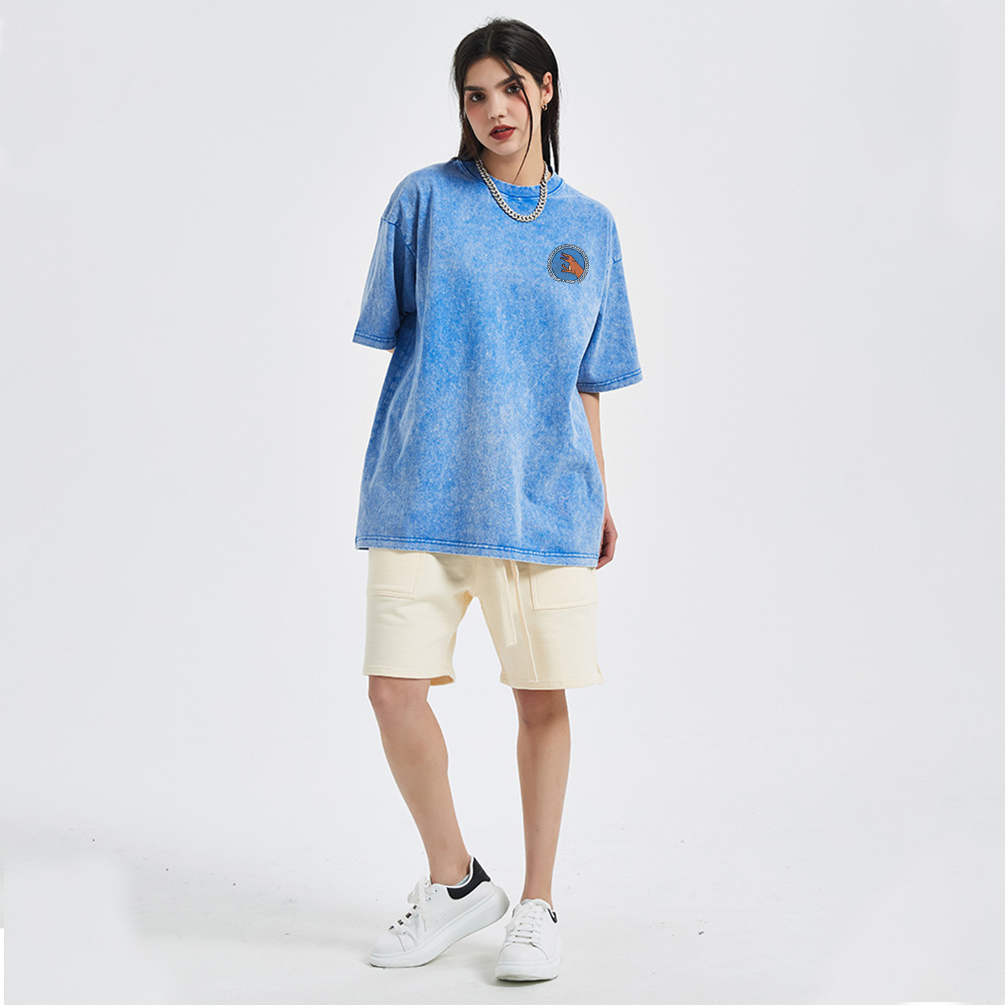 Catch Laughter Acid Wash Oversize T-Shirt