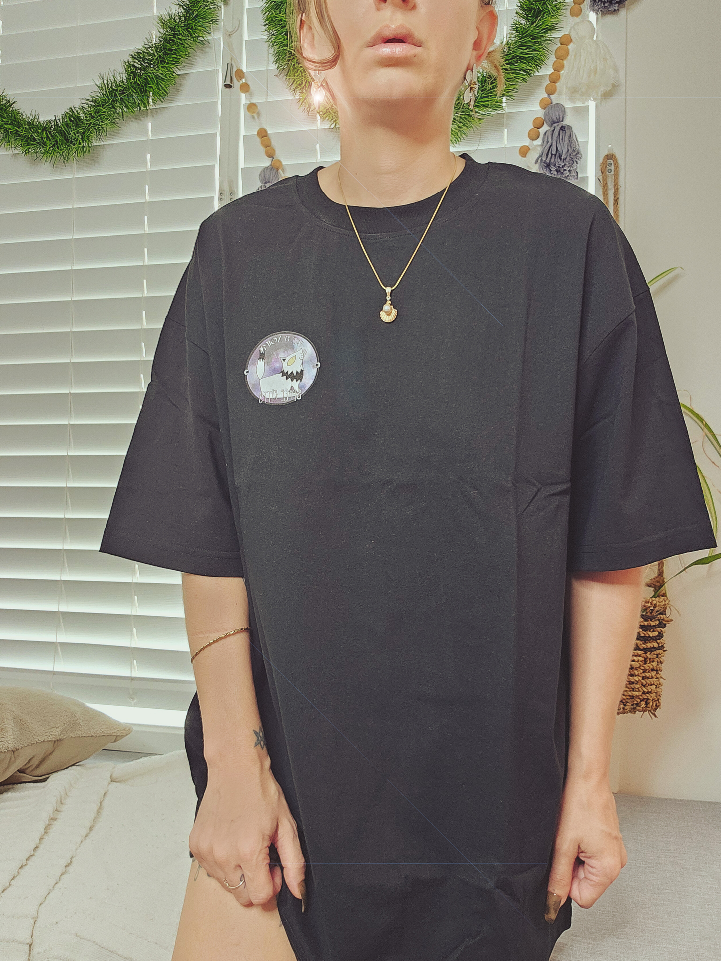 Space Kitty Oversize Deep Drop Shoulder Tee