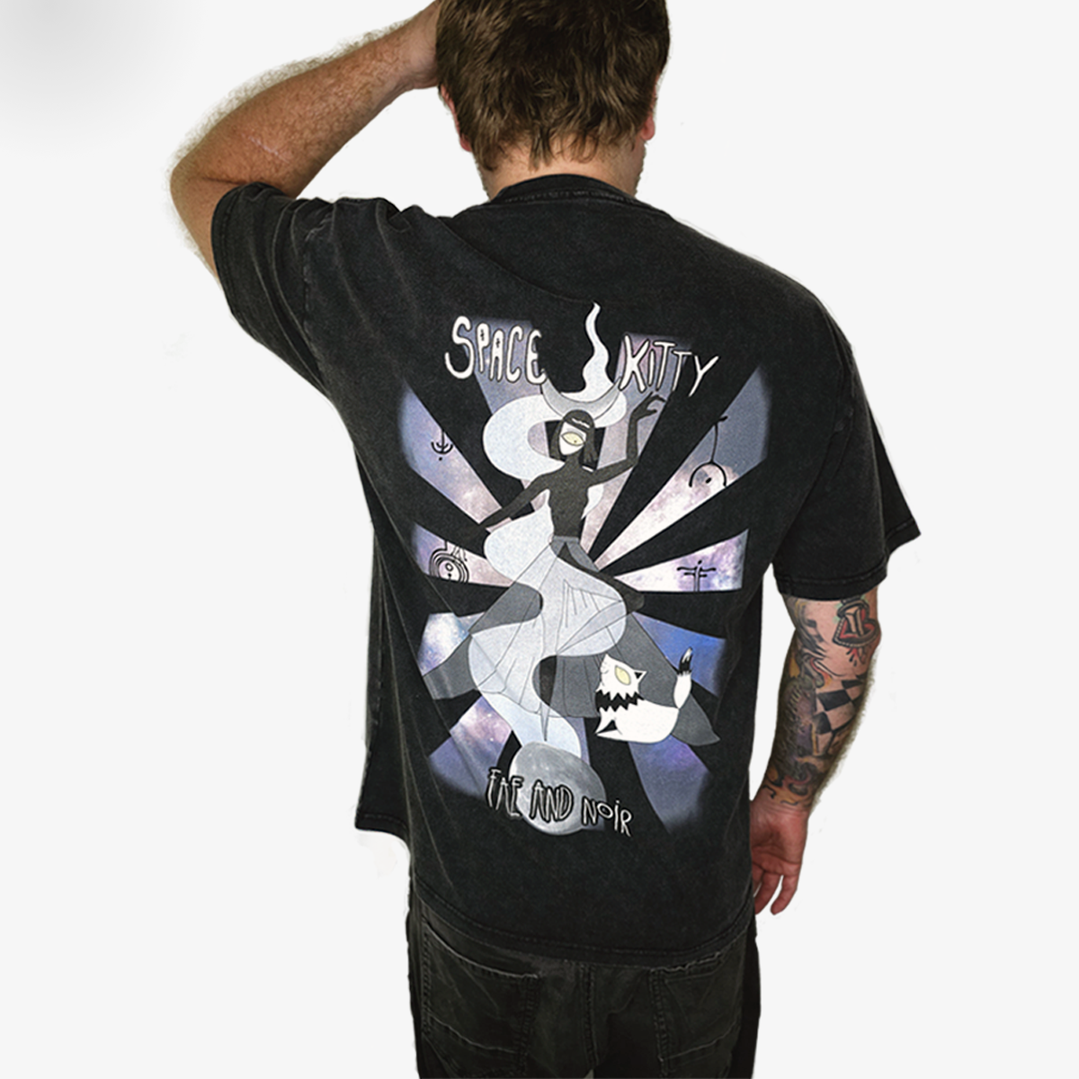 Space Kitty Acid Wash Oversize T-Shirt