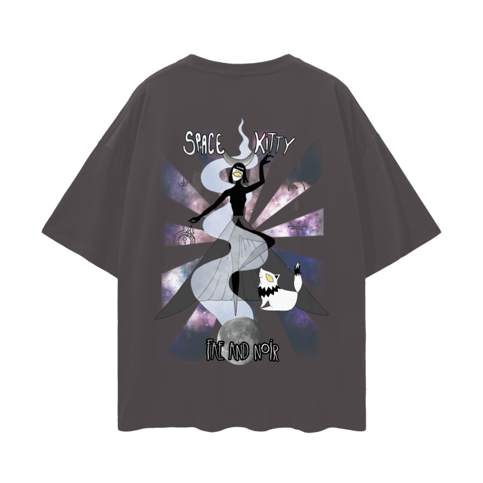 Space Kitty Oversize Deep Drop Shoulder Tee