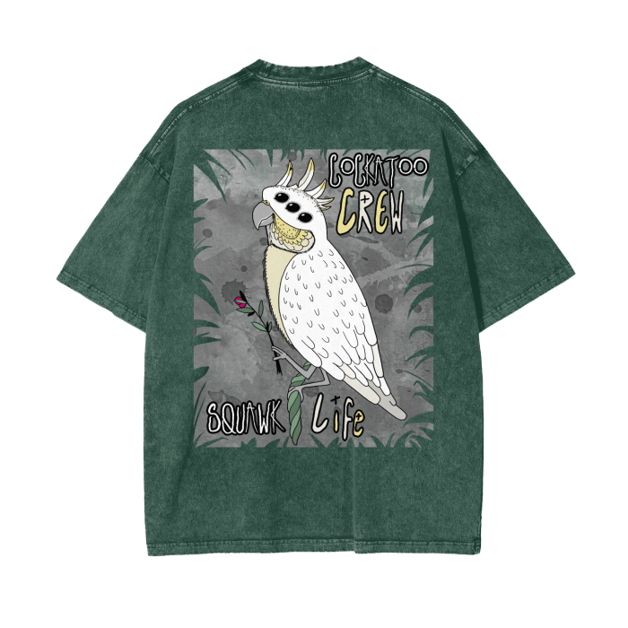 Cockatoo Crew Acid Wash Oversize T-Shirt