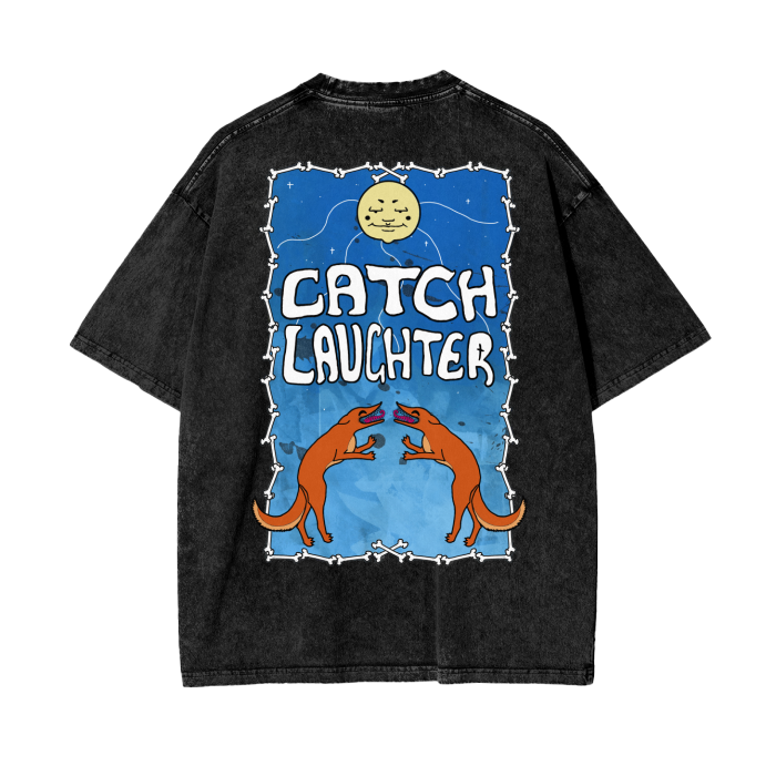 Catch Laughter Acid Wash Oversize T-Shirt