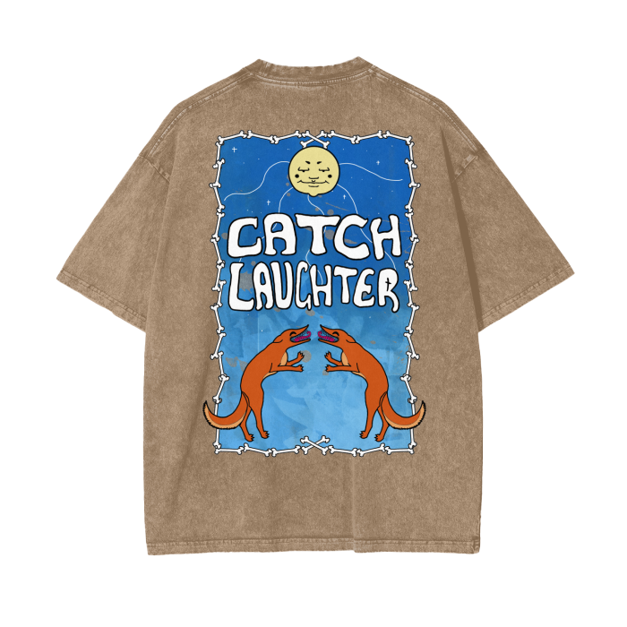 Catch Laughter Acid Wash Oversize T-Shirt